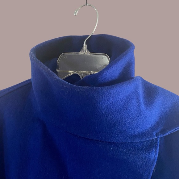 Vintage Gemini 100% Wool Cobalt Blue Scarf Wrap Coat Ruana Cape One Size - Picture 8 of 11